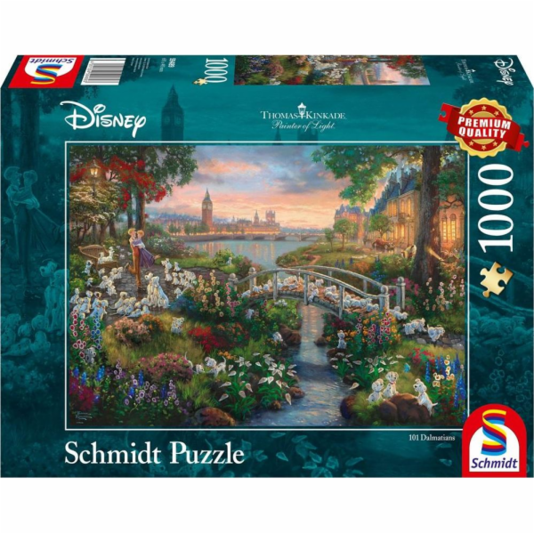 Puzzle prémiové kvality 1 000 dílků THOMAS KINKADE 101 dalmatinů (Disney)