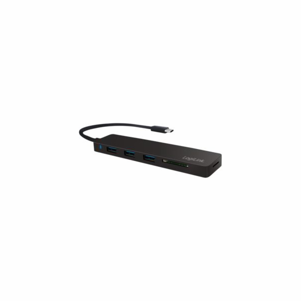 USB HUB LogiLink USB-C 3.1, 3-port, se čtečkou karet, Ultra Slim, černá UA0312