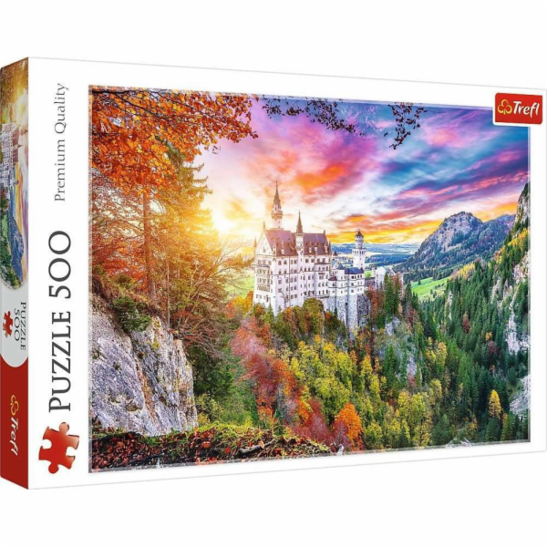 Puzzle 500 dílků Pohled na zámek Neuschwanstein v Německu