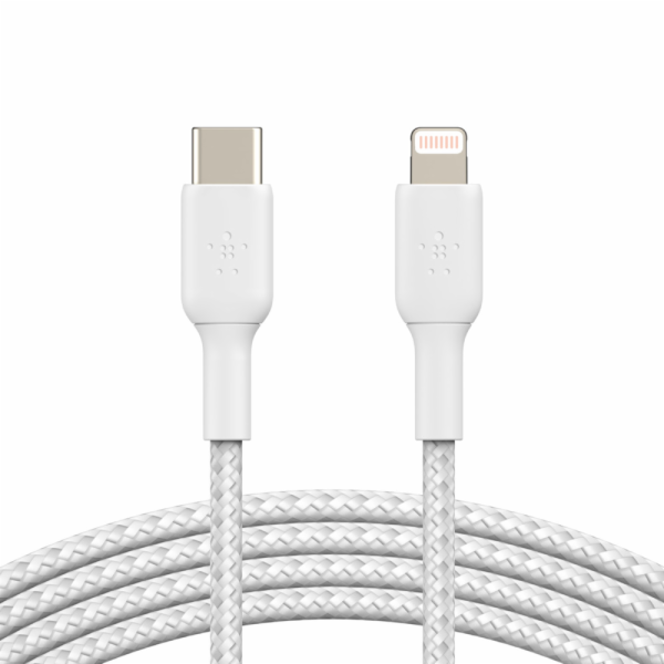 Pletený USB-C Lightning kabel 1m bílý