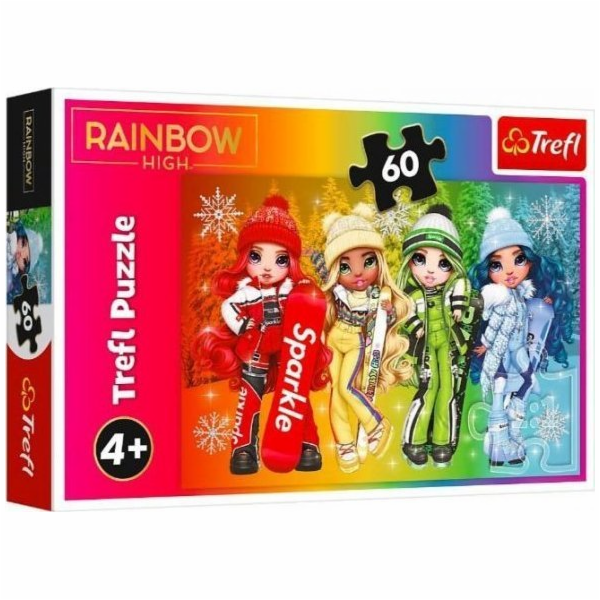 Puzzle 60 dílků Radostná panenka Rainbow vysoká