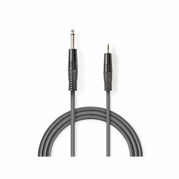 NEDIS stereo audio kabel/ 6,35 mm zástrčka - 3,5 mm zástrčka/ šedý/ 3m