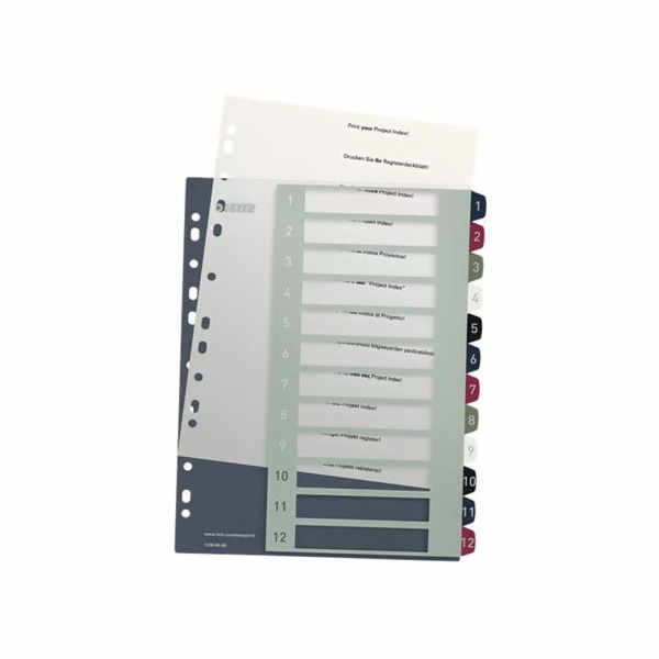 LEITZ Rejstříky Style - popisovatelné na PC, A4+ MAXI 1-12