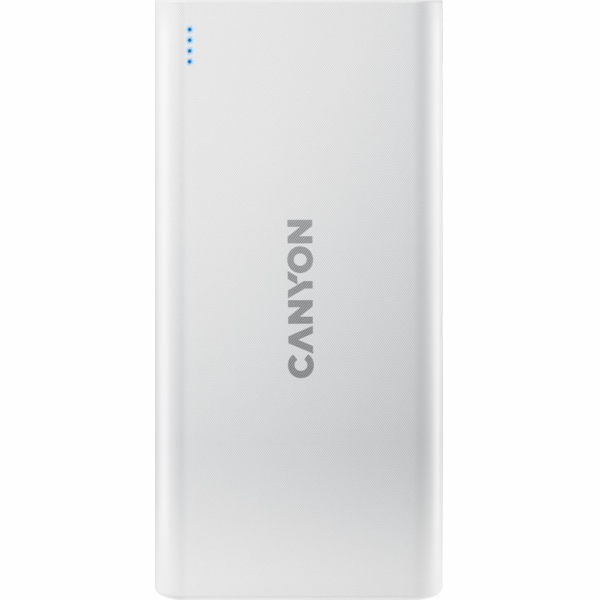 Canyon CNE-CPB1006W powerbanka PB-106W, 10000mAh Li-poly,Input 5V/2A (Micro-USB/USB-C),Output 5V/2.1A (2xUSB-A),bílá