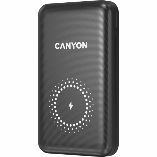 CANYON powerbanka PB-1001B PD&QC3.0,10 000mAh,Qi&AppleMagSafe,In 5/9V (Lightning/USB-C),Out 5/9/12V (USB-A+USB-C),černá