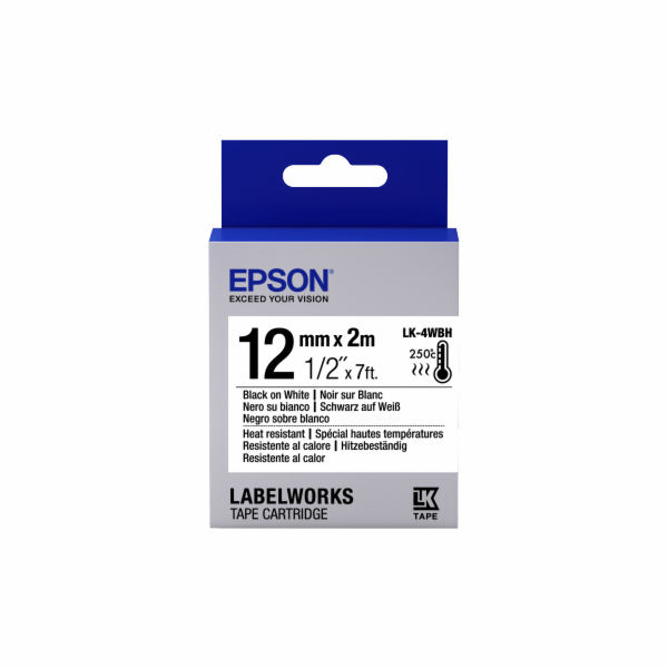 EPSON POKLADNÍ SYSTÉMY Epson Label Cartridge Heat Resistant LK-4WBH Black/White 12mm (2m) C53S654025 Epson Label Cartridge Heat Resistant LK-4WBH Black/White 12mm (2m)