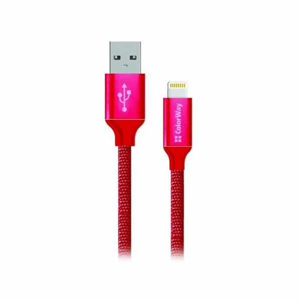 Colorway Datový Kabel USB/ Apple Lightning/ 2.1A/ 1m/ Červený
