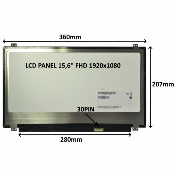 SIL LCD PANEL 15,6" FHD 1920x1080 30PIN MATNÝ / ÚCHYTY NAHOŘE A DOLE 77046121 LCD PANEL 15,6" FHD 1920x1080 30PIN MATNÝ / ÚCHYTY NAHOŘE A DOLE