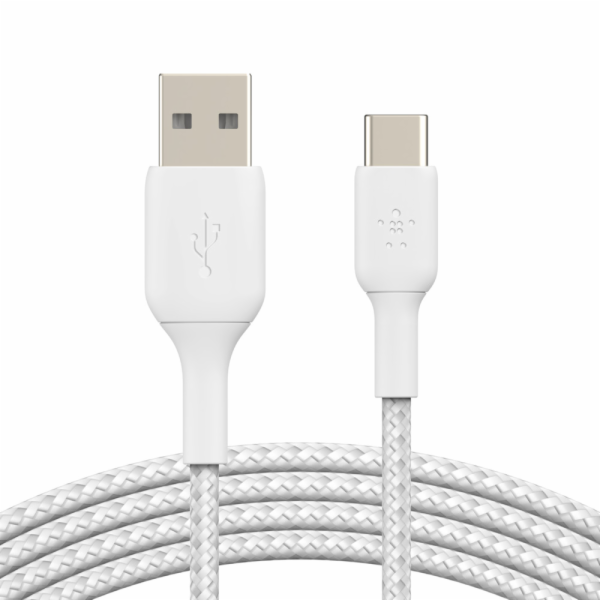 Pletený kabel USB-C USB-A 3m bílý