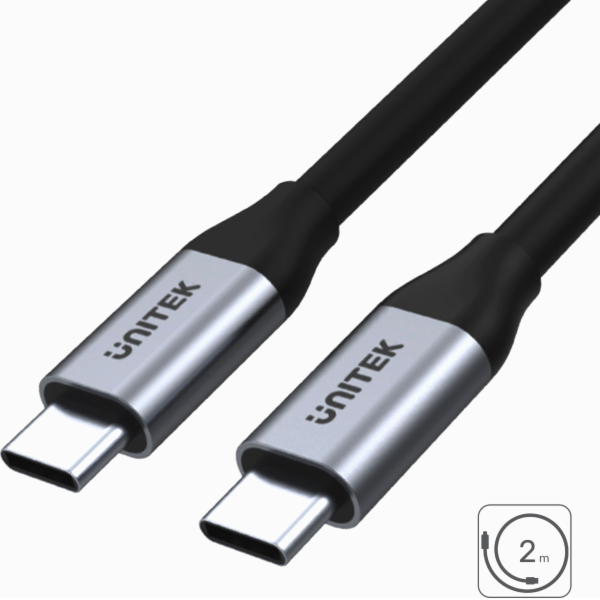USB Unitek USB-C na USB-C kabel stříbrný (C14091ABK)
