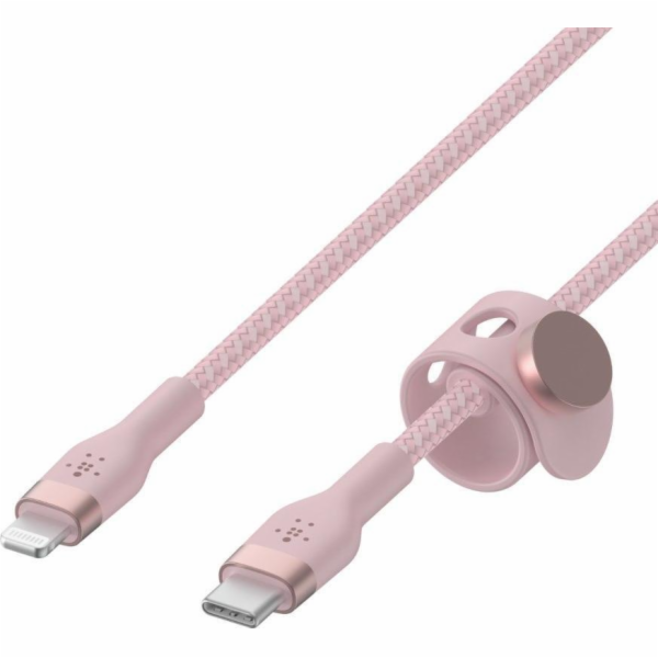Belkin USB-C kabel s lightning konektorem, 1m, růžový - odolný PRO Flex