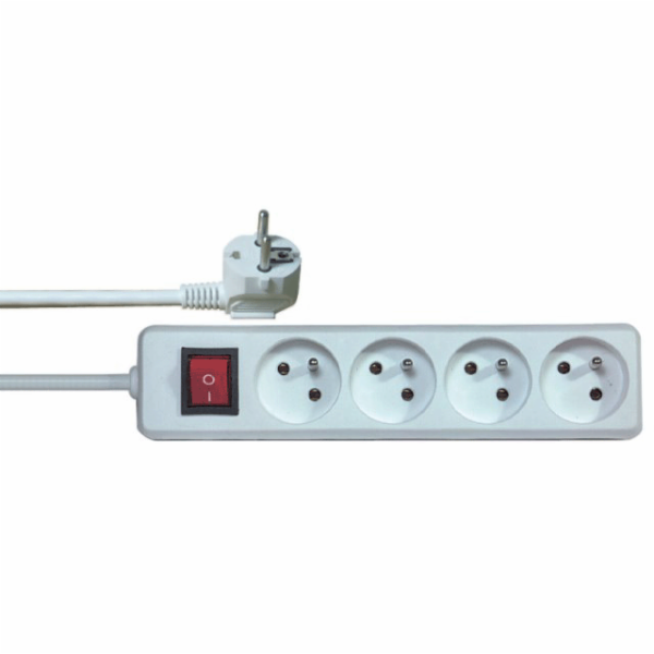 Solight prodlužovací přívod, 4 zásuvky, bílý, vypínač, 3m - PP32