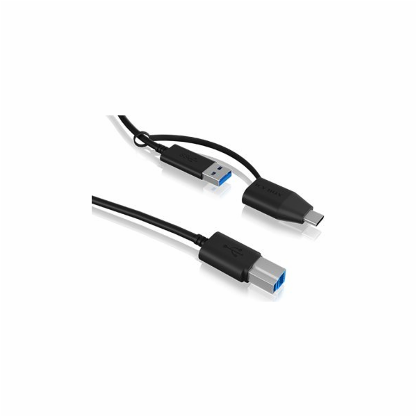 Kabel USB Icy Box USB-B - USB-C + USB-A 1 m Czarny (IB-CB032)