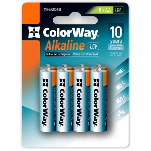 Colorway AA 8ks CW-BALR06-8BL Colorway alkalická baterie AA/ 1.5V/ 8ks v balení/ Blister
