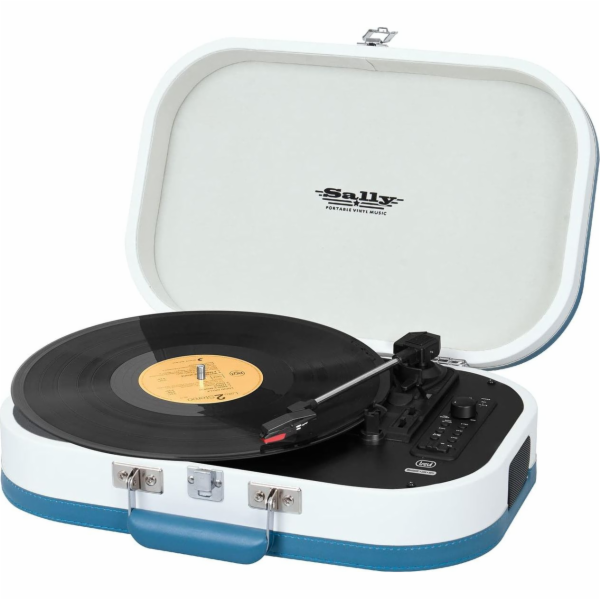 Gramofon Trevi, TT 1020 BT TQ, kufříkový, rychlosti 33/45/78, USB, Bluetooth, stereofonní reproduktory, 230 V, barva tyrkysová