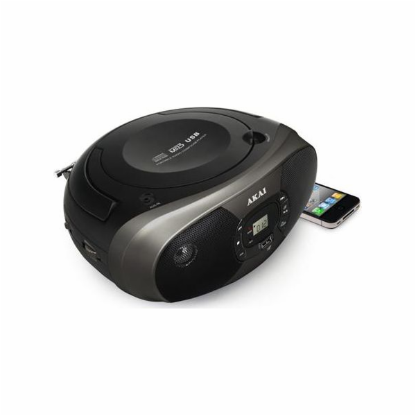 CD přehrávač AKAI, BM004A-614, bluetooth, AM/FM rádio, LCD displej, USB, CD, 2 x 1 W RMS