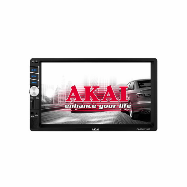 Autorádio AKAI, CA-2DIN7135S, AM/FM + RDS, 7" displej, Bluetooth, mikrofon, dálkový ovladač, 4 x 25 W