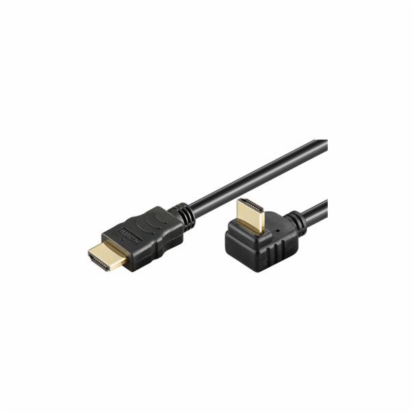 PremiumCord HDMI High Speed+Ethernet kabel, zlacený zahnutý konektor 270° 5m