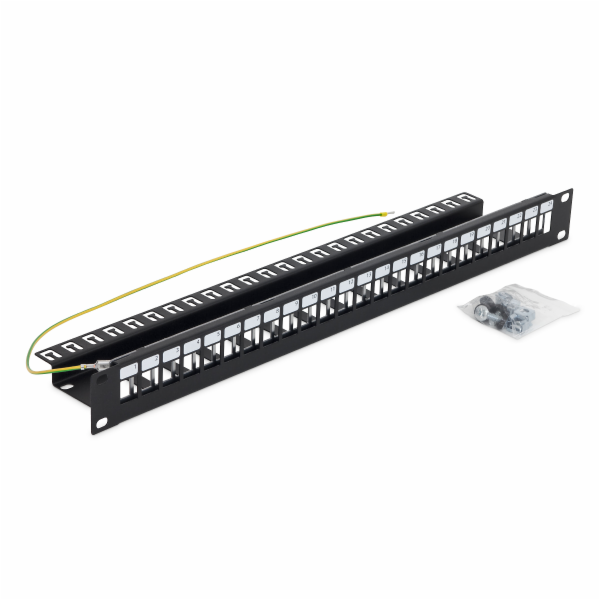 19" modulární patch panel pro max.24 keystonů