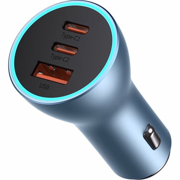 Baseus CGJP010003 Nabíječka do Auta Triple Quick Charger USB/USB-C/USB-C 65W Wathet Blue