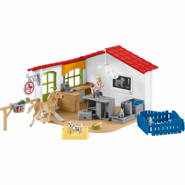 Schleich Farm World Tierarzt-Praxis mit Haustieren, Spielfigur