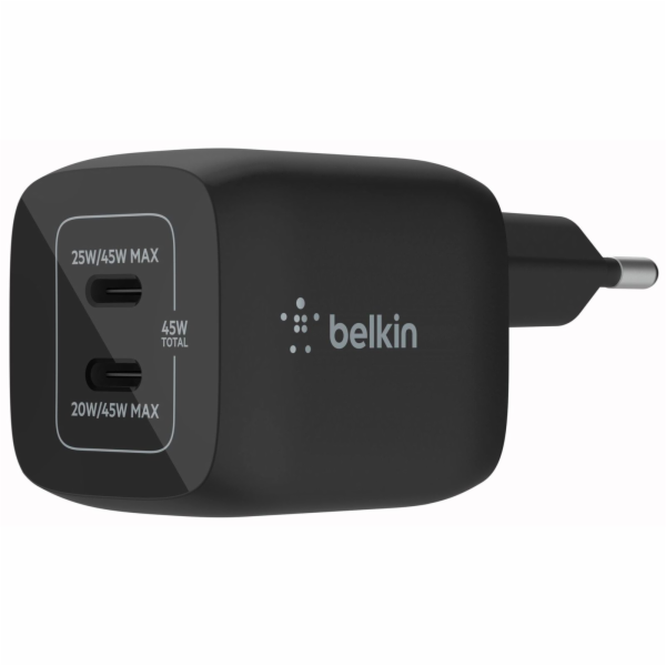 Belkin Netzladegerät 2xUSB-C 45W PD 3.0, PPS, schwarz WCH011vfBK