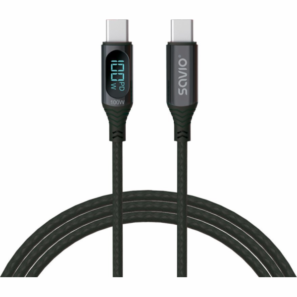 SAVIO USB-C - USB-C cable with display CL-174 1 m black