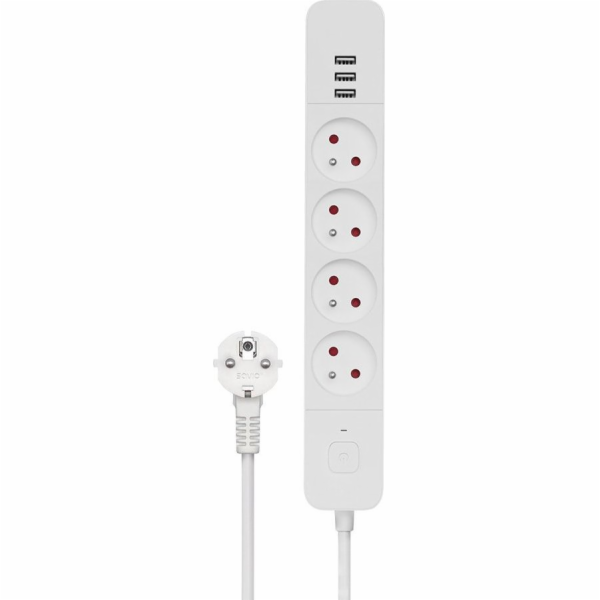 SAVIO Power strip 4 zásuvky a 3 x USB-A 1 5m bílá LZ-12