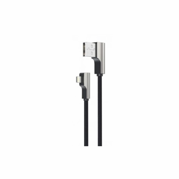CB-AL04 Czarny OEM nylonowy kabel USB - Lightning | 1m | wtyki 90 stopni | certyfikat MFi