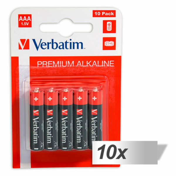 10x10 Verbatim Alkaline Batterie Micro AAA LR 03 49874