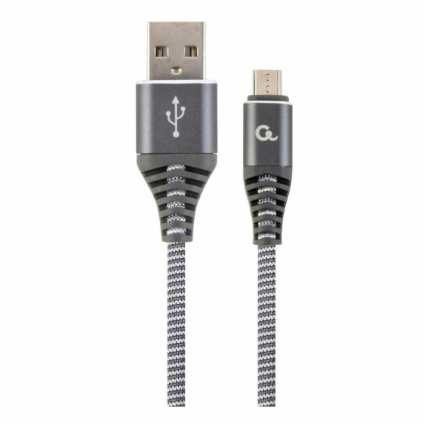 Gembird USB kabel USB 2.0 kabel (AM/microUSB M) 2m grafitově bílý textilní oplet Gembird