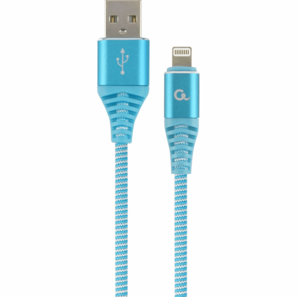 USB kabel Gembird USB 2.0 (AM/8-pin lightning M) textilní oplet 1m tyrkysově bílý Gembird