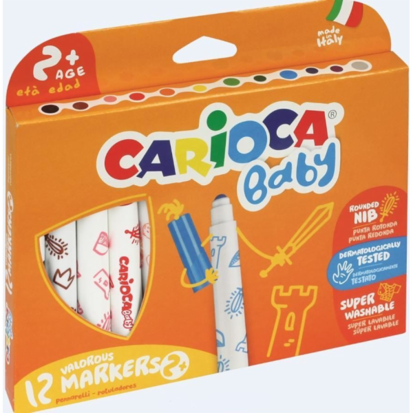 Carioca Maxi Baby Flamasts, 12 barev (134326)