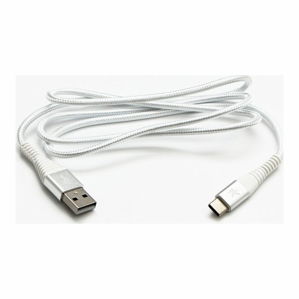 USB kabel Logo USB kabel (2.0), USB A M- USB CM, 1m, 480 Mb/s, 5V/3A, bílý, Logo, krabička, nylonové opletení, hliníkový kryt konektoru