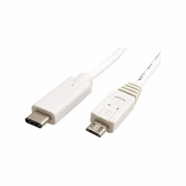 USB kabel USB (2.0), USB micro B M-USB CM, 1m, kulatý, bílý, plastový sáček