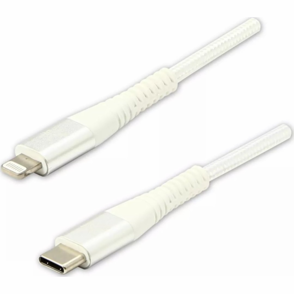 USB kabelové logo USB kabel (2.0), USB A M-USB C M, 2M, 480 MB/S, 5V/3A, bílé, logo, krabice, nylonový cop, spojovací kryt hliníku