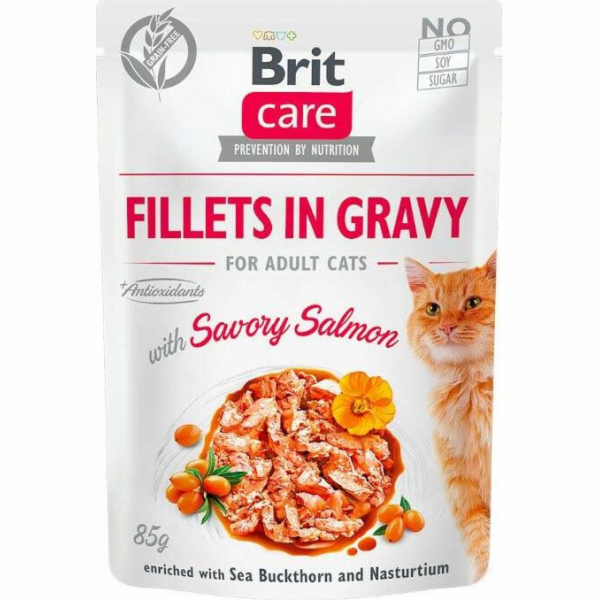 Brit Brit Care Cat Pouch Losos - filety z lososa v omáčce, mokré krmivo pro kočky, sáček 85g univerzální