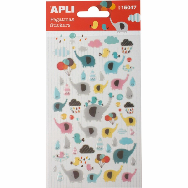 Apli Stickers APLI Elephants, se třpytkami, mix barev