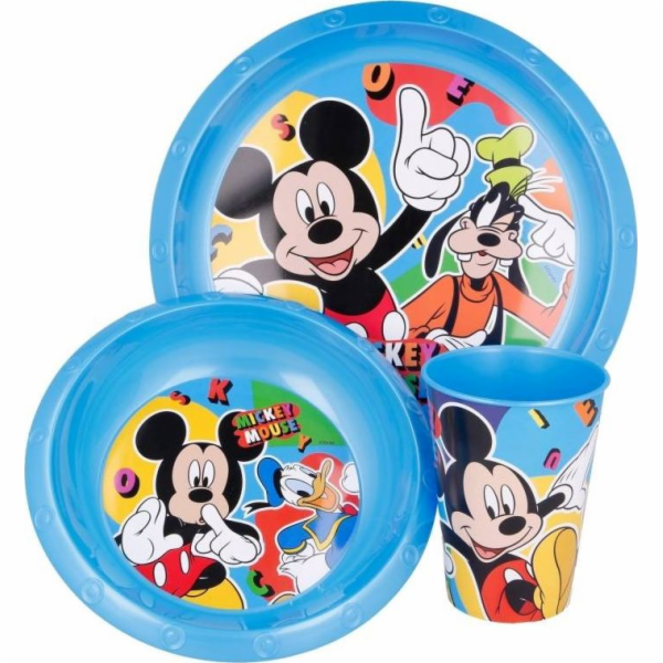 Mickey Mouse Mickey Mouse - Sada nádobí (talíř, miska, hrnek 260 ml) (modrá)