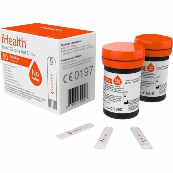 iHealth iHealth Codeless Blood Glucose Test Strips - Paski do glukometru 0,7 l bez enzymu GDH (2 x 25 szt.) uniwersalny
