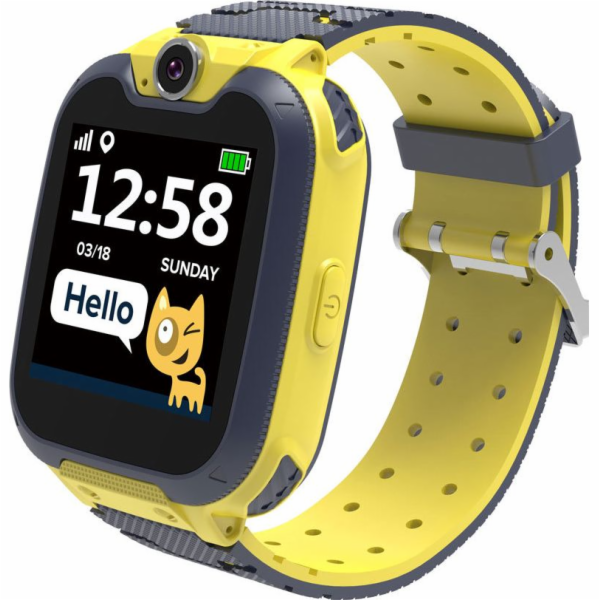 Dětské chytré hodinky Canyon, barevný displej 1,54 palce, fotoaparát 0,3 MP, SIM karta Mirco, 32+32 MB, GSM (850/900/1800/1900 MHz), 7 her uvnitř, baterie 380mAh, kompatibilita s iOS a Android, Yel