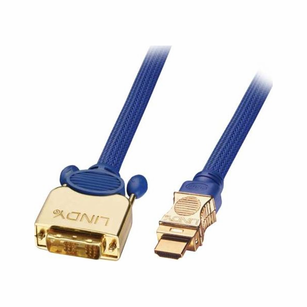 Kabel Lindy HDMI - DVI-D 0,5m modrý