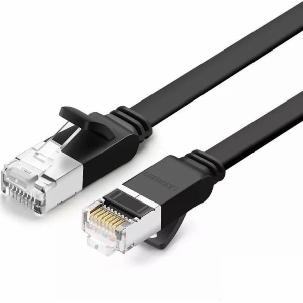 Ugreen UGREEN plochý síťový kabel s kovovými zástrčkami, Ethernet RJ45, Cat.6, UTP, 5m (černý)