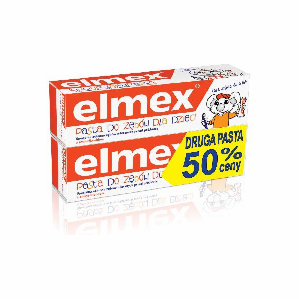 Elmex zubní pasta pro děti 0 až 6 let + druhá 50% 50mlx2