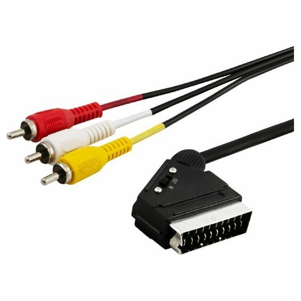Elmak Scart - RCA (Cinch) x3 2m černý kabel (SAVIO CL-133)
