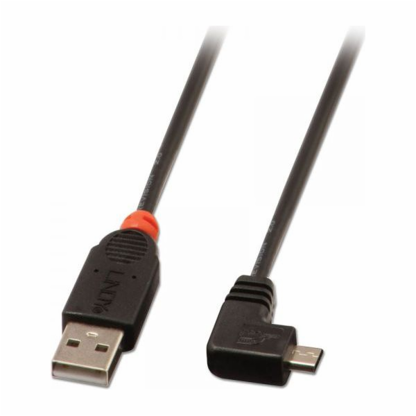 Lindy USB kabel USB A -&gt; Micro USB B úhlový, (M/M), černý, 1m (31976)