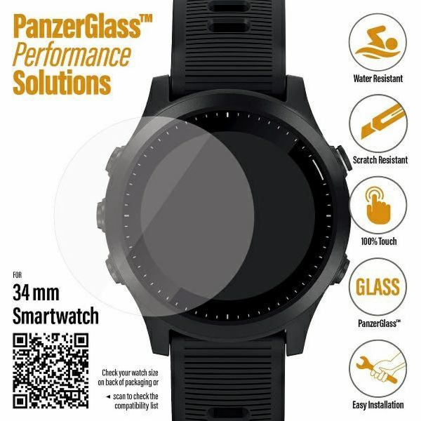 PanzerGlass Tempered Glass Galaxy Watch 3 34mm Garmin Forerunner 645/645 Music/Fossil Q Venture Gen 4/Skagen Falster 2