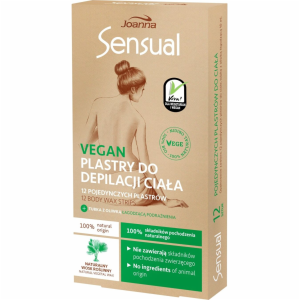 Joanna Sensual proužky na depilaci těla vegan přírodní rostlinný vosk 12ks