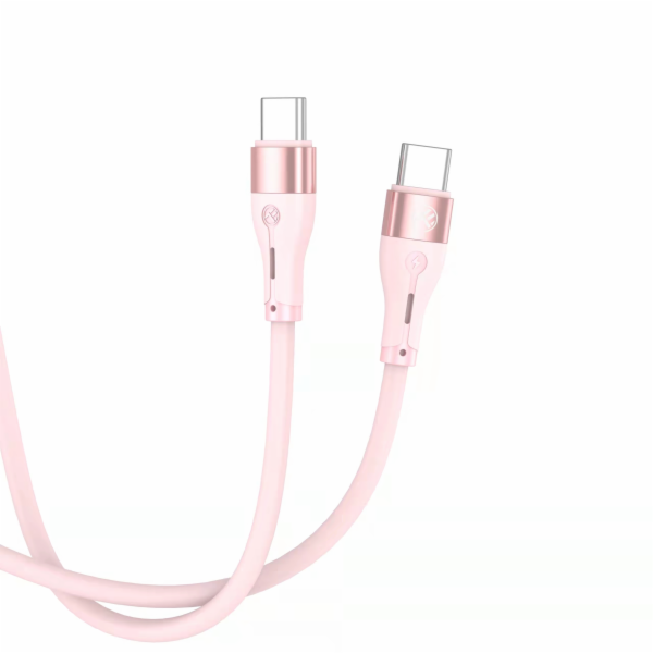 Tellur Silicone Type-C to Type-C cable PD60W 1m pink