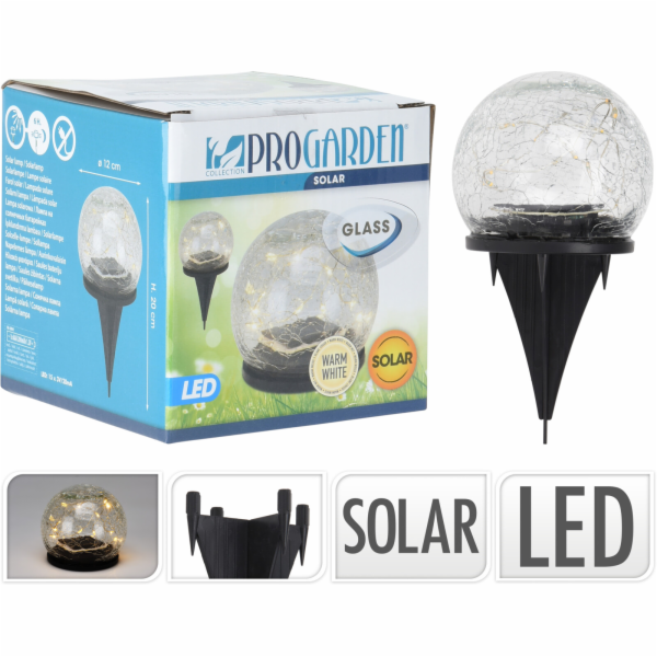 Lampa solární koule 10 cm 15 LED sklo